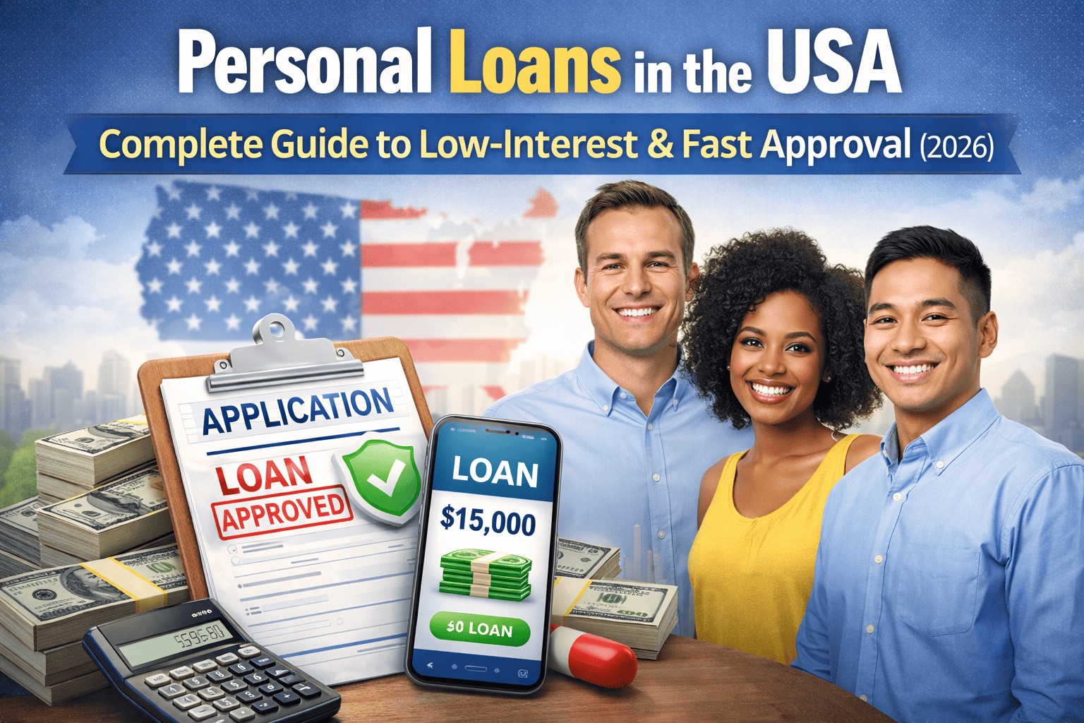 Person comparing personal loan options on a laptop with charts showing interest rates and approval speed in the USA, 2026.